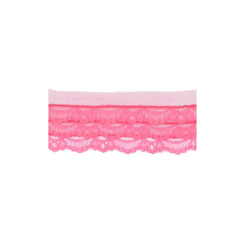 45685 PUNTILLA NYLON FRUNCIDA ANUKA POLIAMIDA 90%-POLIESTER 10% ROSA Venta en piezas de 25.00 M