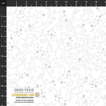 4593-108 PATCH.AMERICANO SNOW CRYSTALS (57) 110 CM. ALGODON 100% BLANCO/PLATA METALLIC Venta en piezas de 6.00 M