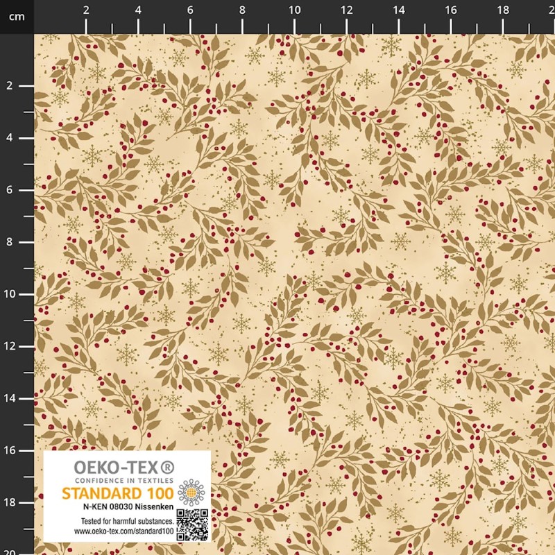 4593-211 PATCH.AMERICANO SNOW CRYSTALS (19) 110 CM. ALGODON 100% VAINILLA/DORADO METALLIC Venta en piezas de 6.00 M