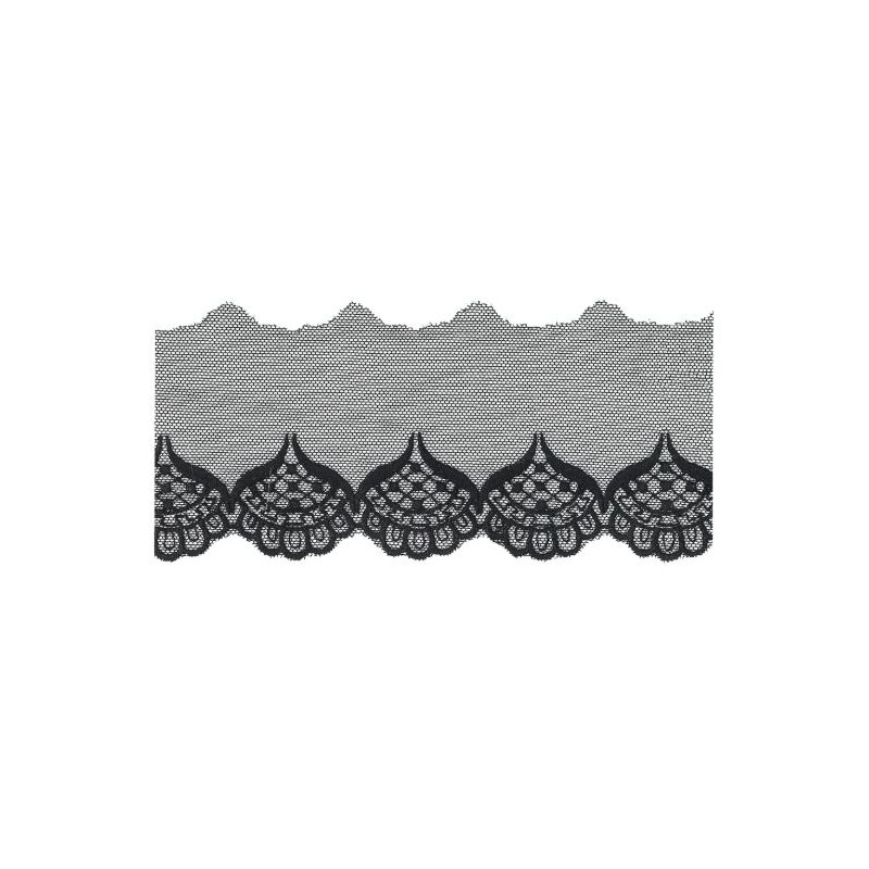 46917 TIRA ENCAJE TUL BORDADO ALGODON 50%-NYLON 50% NEGRO Venta en piezas de 13.00 M