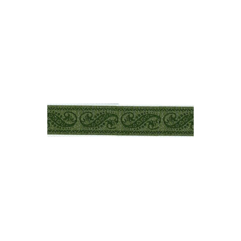 5037-24-987 TAPACOSTURAS JACQUARD FANTASIA 24 MM. POLIESTER-LUMIFIL VERDE Venta en piezas de 25.00 M