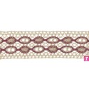 53658 LARAINE ENTREDOS BOLILLO 55 MM. POLIESTER 75%-LINO 25% CAMEL/VINO Venta en piezas de 15.00 M