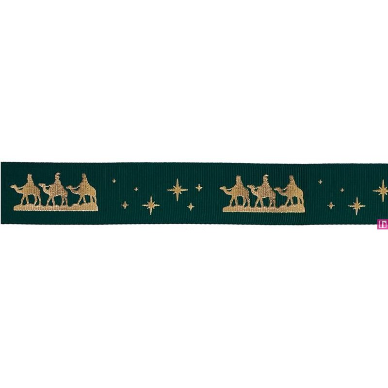 54498-25-50 CINTA FANTASIA NAVIDAD 25 MM. POLIESTER 100% VERDE Venta en piezas de 22.80 M