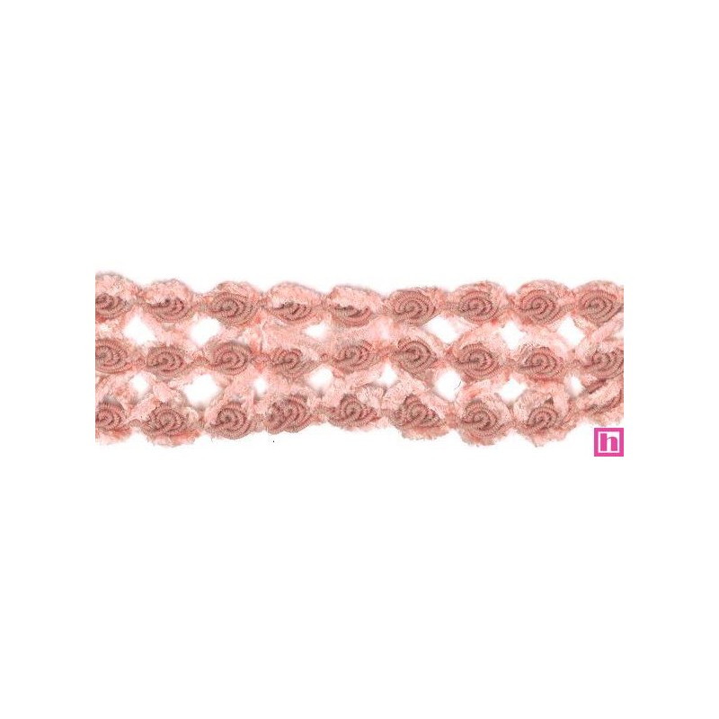 55444 BEMUS GALON BOLILLO 50 MM. POLI-LINO 50%-MUSKI 50% CORAL Venta en piezas de 15.00 M