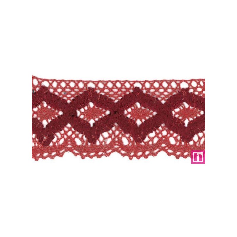 55460 ELEANOR PUNTILLA BOLILLO 65 MM. POLI-LINO 50%-MUSKI 50% GRANATE Venta en piezas de 15.00 M