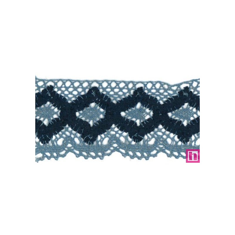 55462 ELEANOR PUNTILLA BOLILLO 65 MM. POLI-LINO 50%-MUSKI 50% MARINO Venta en piezas de 15.00 M