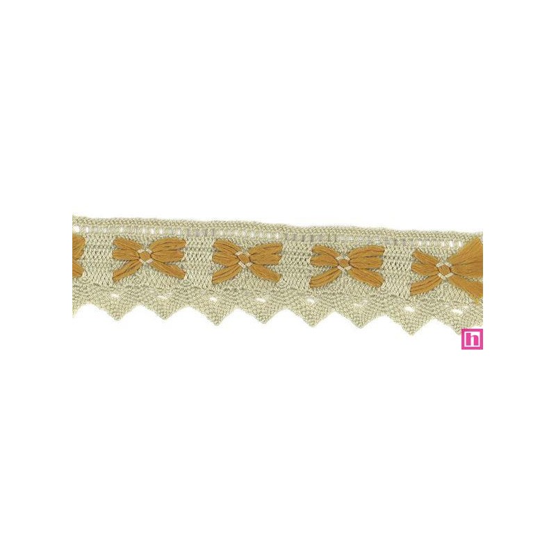 56838 MITZRAEL PUNTILLA BOLILLO 35 MM. ACRILICO PERLE 70%-POLIESTER 30% CRUDO/ALBERO Venta en piezas de 15.00 M