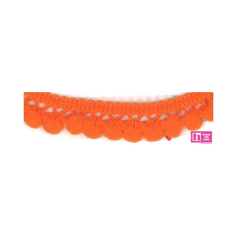 57700 SILVIA MADROÑO 1 BORLA 10 MM. POLIAMIDA 100% NARANJA Venta en piezas de 50.00 M