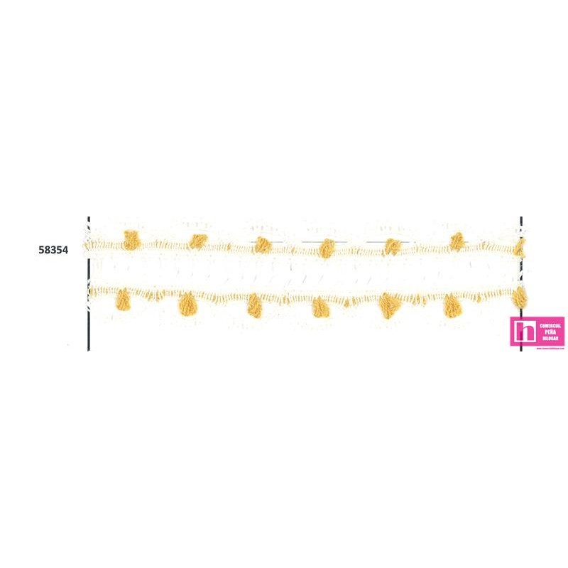 58354 MIMOSO GALON PASACINTAS BOLILLO 40 MM ACRILICO 100% MARFIL/ALBERO Venta en piezas de 33.00 M