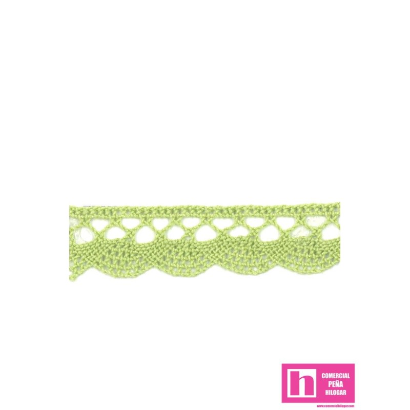 61490 PUNTILLA BOLILLO TRAVIATA 15 MM. ALGODON 100% KIWI Venta en piezas de 20.00 M