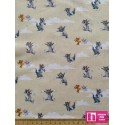 62637 TEJIDO ESTAMPADO TOM AND JERRY (01) 1.40 M. ALGODON 100% MARFIL Venta en piezas de 6.00 M