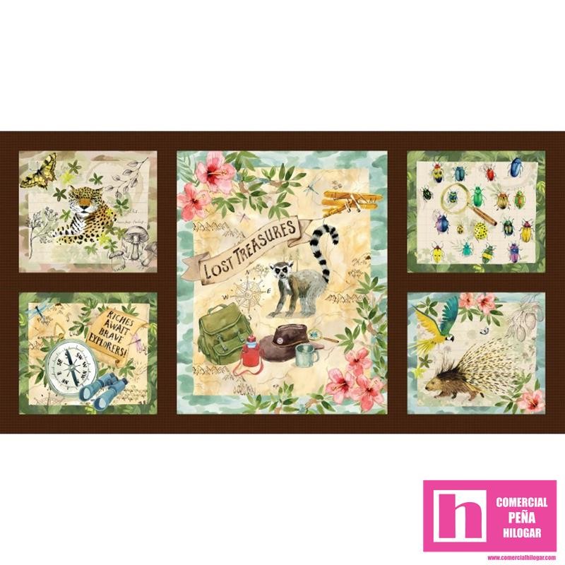 63977 PATCH.AMERICANO EXPLORER (09) PANEL 110X60 CM. ALGODON 100% MULTI Venta en piezas de 6.80 M