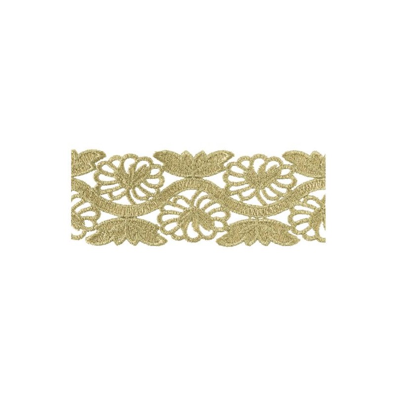 654716-100 PUNTILLA GUIPUR FANTASIA ISIS 60 MM. POLIESTER 100% DORADO Venta en piezas de 9.10 M