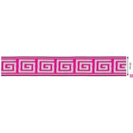655364-07 CINTA JACQUARD TAFAR 25 MM. POLIESTER 100% FUCSIA Venta en piezas de 7.00 M