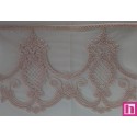 66423 PUNTILLA TUL BORDADO BORA 195 MM. POLIESTER 100% BEIG/ROSA Venta en piezas de 9.00 M