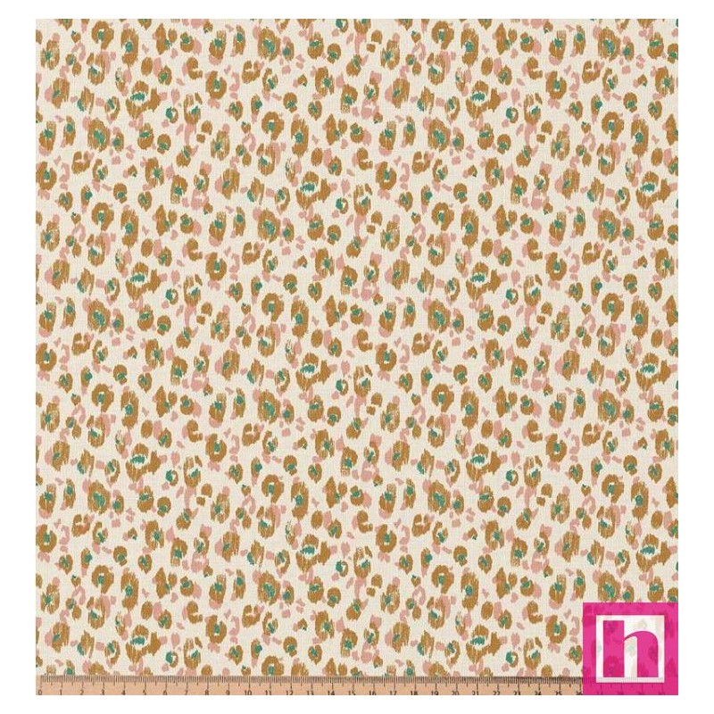 67125 TEJIDO ESTAMPADO GILES (03) 1.50 M. 115 GR/M2. ALGODON 100% NATURAL/CARAMELO Venta en piezas de 10.00 M