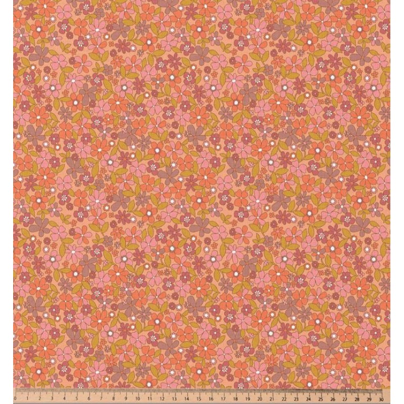 67656 TEJIDO ESTAMPADO MELANIA (02) 1.50 M. 115 GR/M2. ALGODON 100% MELOCOTON Venta en piezas de 10.00 M