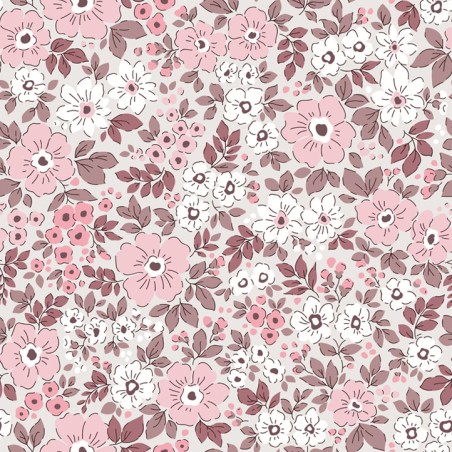 67898 TEJIDO ESTAMPADO LIBERTY AILANA (02) 1.40 M. 110 GR/M2. ALGODON 100% ROSA Venta en piezas de 10.00 M