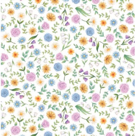 67924 PERCALE ESTAMPADO LEANNE (01) 1.50 M. 115 GR/M2. ALGODON 100% BLANCO Venta en piezas de 10.00 M