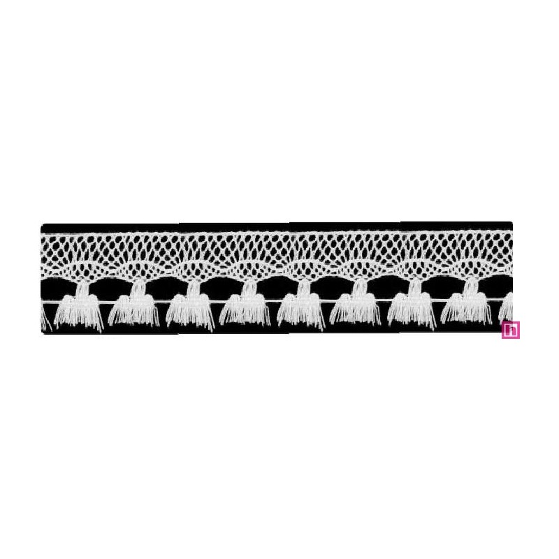 727388-001 FLECO BOLILLO SHAIRA 30 MM. POLIESTER 100% BLANCO Venta en piezas de 25.00 M