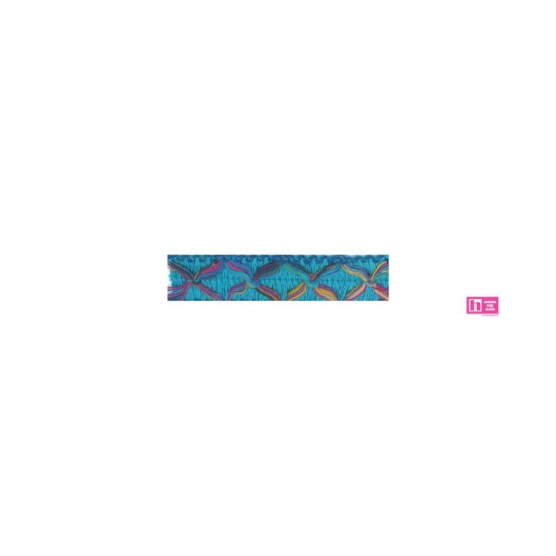 8878-136 BRANKO GALON FANTASIA 16 MM ALGODON 100% TURQUESA Venta en piezas de 25.00 M