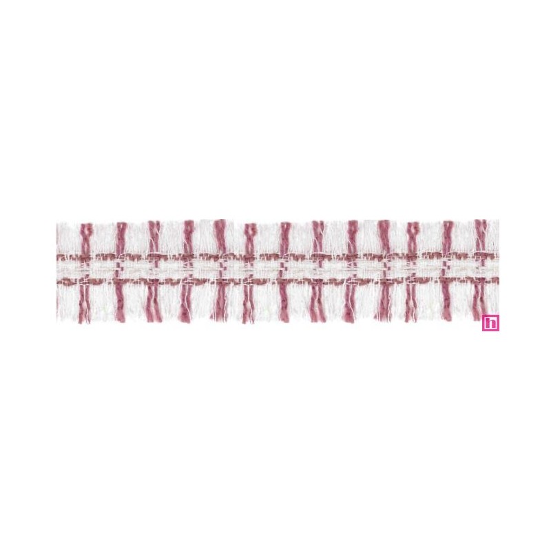 901033-06 GALON FLECO FANTASIA JASIRA 42 MM. POLIESTER 100% NATURAL/ROSA Venta en piezas de 10.00 M