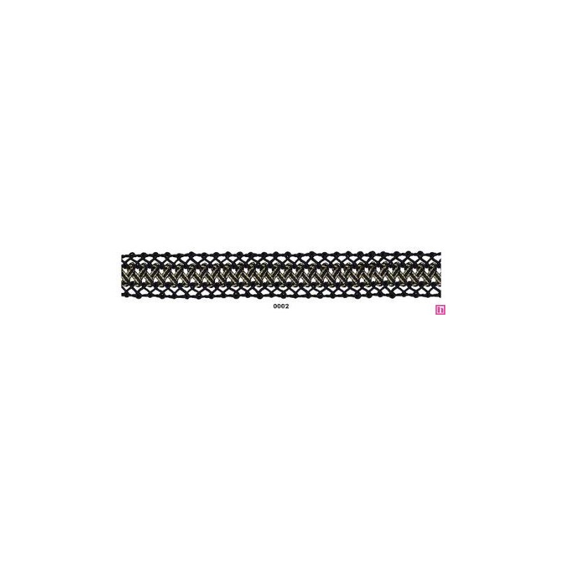 902074-0002 GALON FANTASIA UMAX 25 MM. POLIESTER 100% NEGRO/DORADO Venta en piezas de 18.00 M