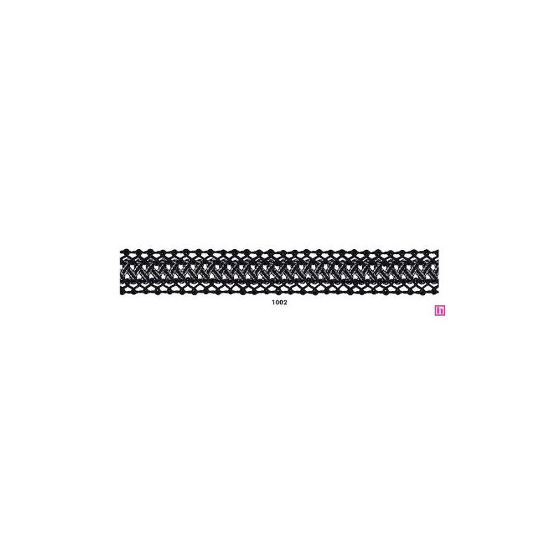 902074-1002 GALON FANTASIA UMAX 25 MM. POLIESTER 100% NEGRO/PLATA Venta en piezas de 18.00 M
