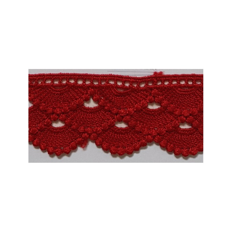 908210-0009 PUNTILLA GUIPUR ZELMAR 35MM. POLIESTER 100% ROJO Venta en piezas de 9.10 M