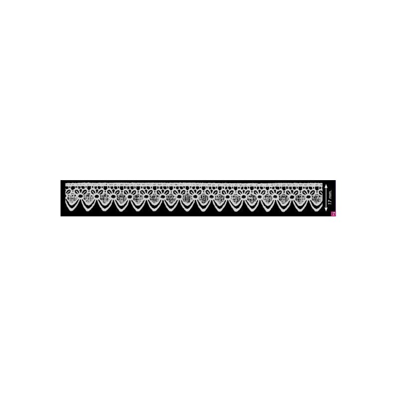 908251-0001 GALON GUIPUR FANTASIA AICHA 17 MM. POLIESTER + POLIETILENO BLANCO Venta en piezas de 13.70 M