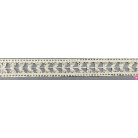 9296-102 ENTREDOS BOLILLO IZAR 20 MM. ALGODON 100% MARFIL Venta en piezas de 25.00 M