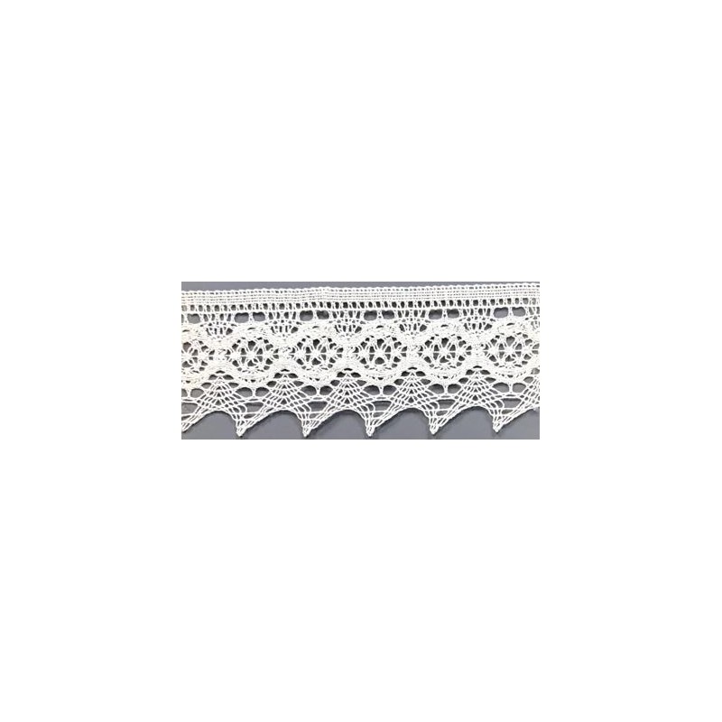 9335-000 PUNTILLA BOLILLO AJENUZ 55 MM. ALGODON 100% BLANCO Venta en piezas de 25.00 M