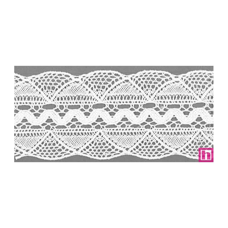 9485-0 GALON BOLILLO NADIR 60 MM. ALGODON 100% BLANCO Venta en piezas de 25.00 M