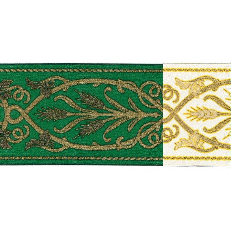 9579-2 TAPACOSTURAS JACQUARD 90 MM. POLIESTER-LUREX MARFIL/DORADO Venta en piezas de 15.00 M