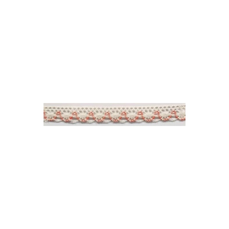 9623-40 PUNTILLA BOLILLO ACHIOTE 15 MM. POLIESTER 100% MARFIL/NARANJA Venta en piezas de 25.00 M