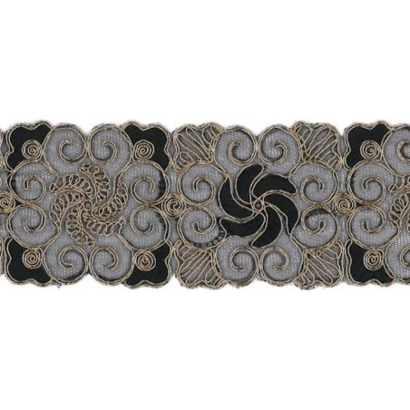 9689-8192 GALON FANTASIA CIHAN 60 MM. POLIAMIDA 60%-POL.35%-ALG.5% NEGRO/COBRE Venta en piezas de 9.10 M