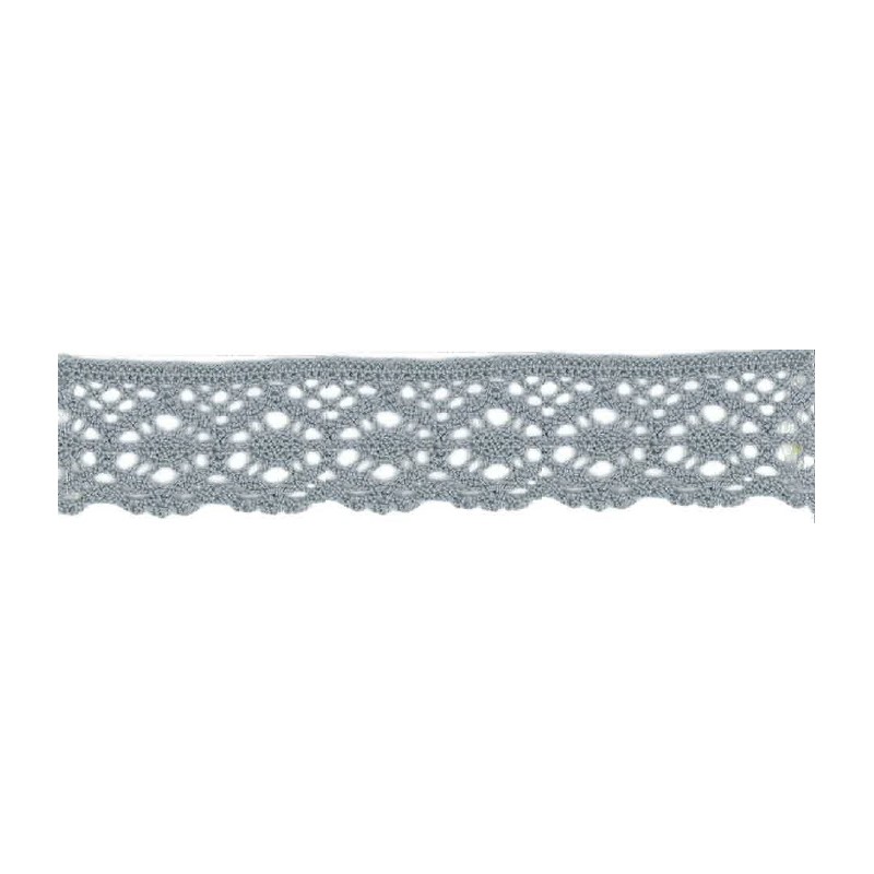9702-29 PUNTILLA BOLILLO AURORA 30 MM. ALGODON 100% GRIS Venta en piezas de 25.00 M