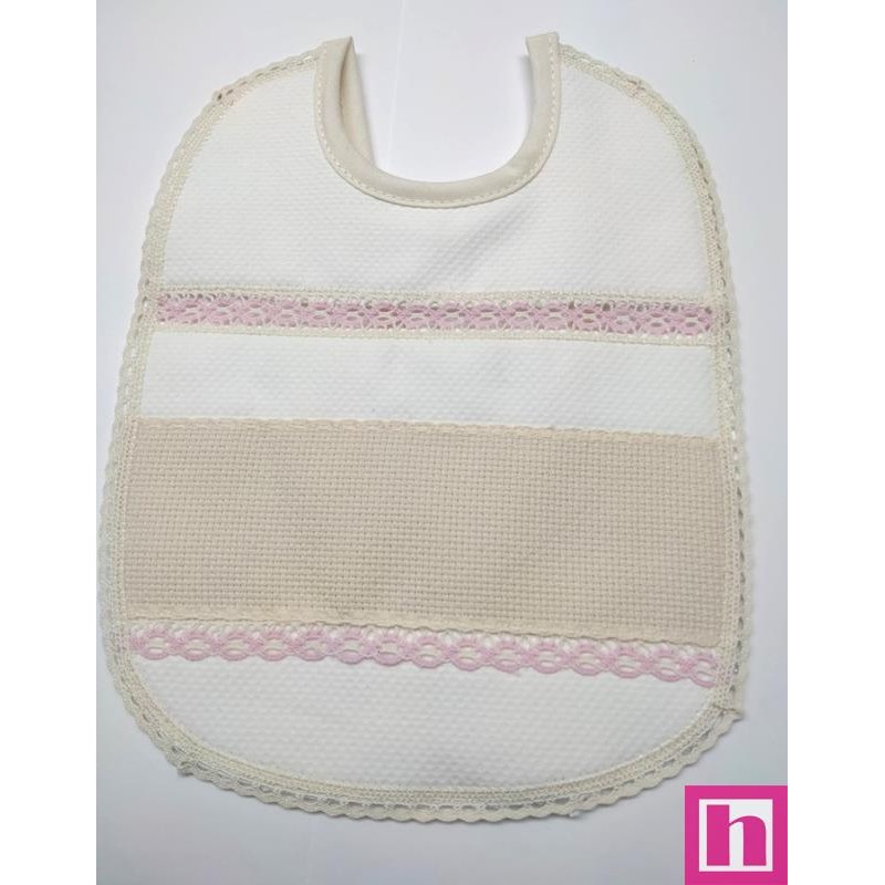 983400-011 BABERO PIQUE+PANAMA FIONA 17X22 POLIESTER 60%-ALGODON 40% BEIG/ROSA Venta en piezas de 3.00 U