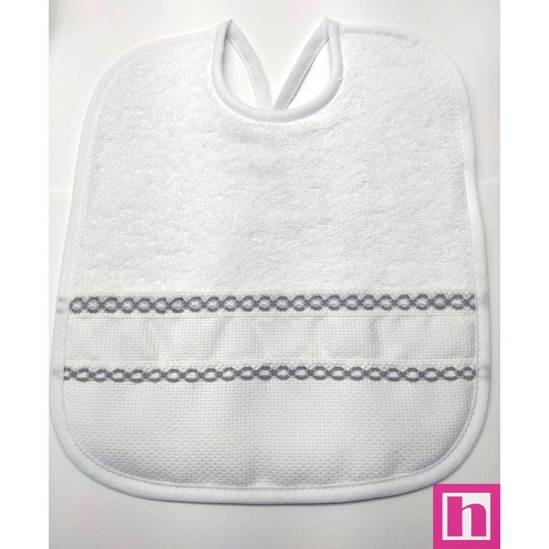 983409-029 BABERO RIZO+PANAMA FRANCO 24X30 POLIESTER 60%-ALGODON 40% BLANCO/GRIS Venta en piezas de 3.00 U