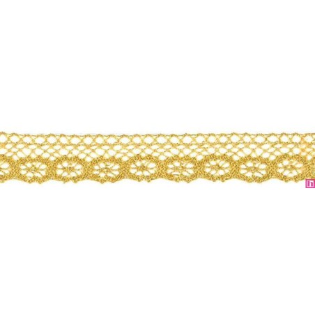 9907-95 PUNTILLA BOLILLO 22 MM WAILANI METALOPLASTICO 100% ORO Venta en piezas de 25.00 M