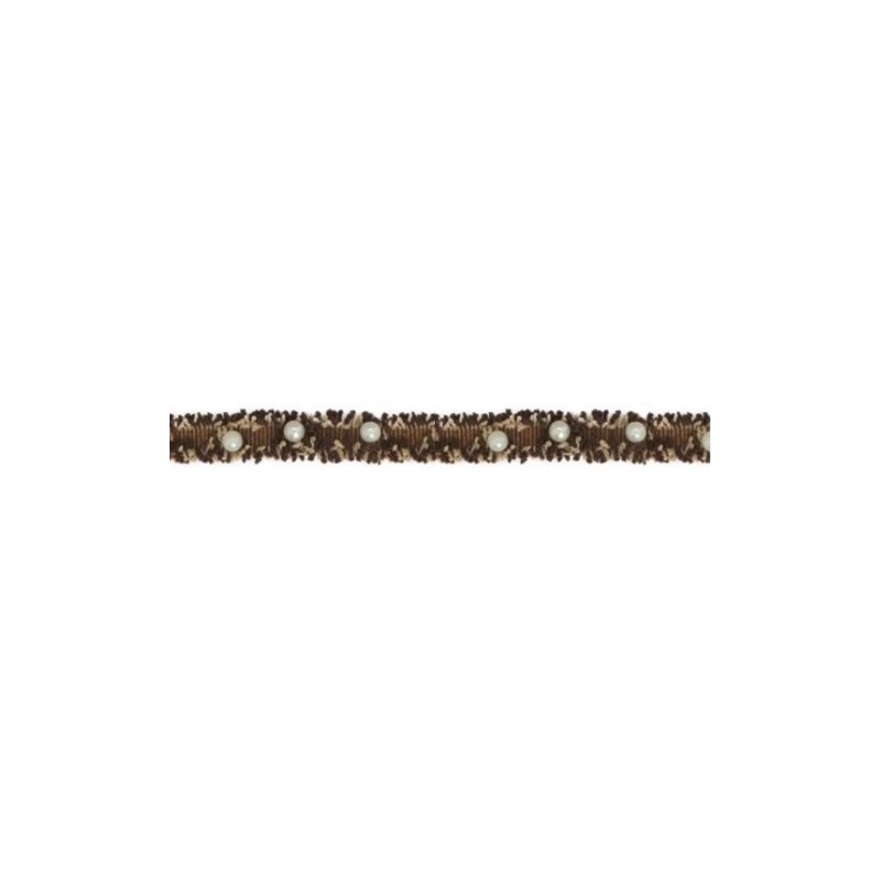 994105-0124 CINTA FANTASIA PERLA BAHAN 15 MM. POLIESTER 100% MARRON Venta en piezas de 20.00 M
