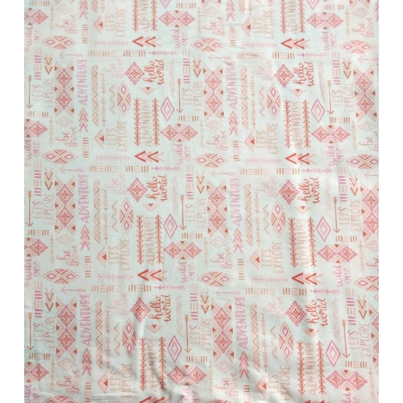 P108-50220405-01 PATCH. AMERICANO ADVENTURE (01) 110 CM. ALGODON 100% BLANCO/ROSA Venta en piezas de 7.00 M