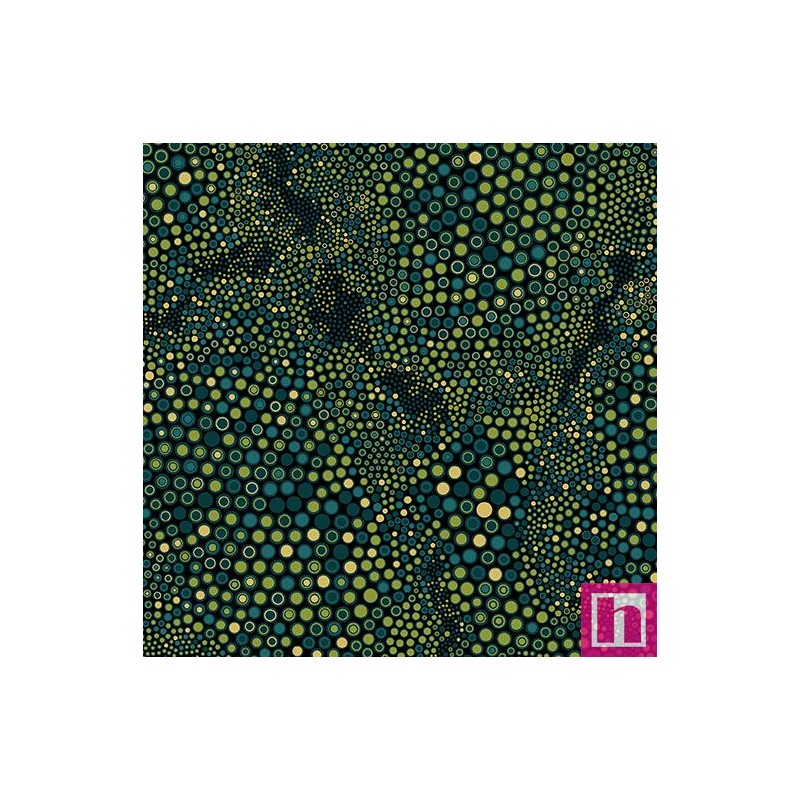 P133-16117M-43 PATCH.AMERICANO SHANGRI-LA (16) 110 CM. ALGODON 100% NEGRO/VERDE/METALLIC Venta en piezas de 6.80 M