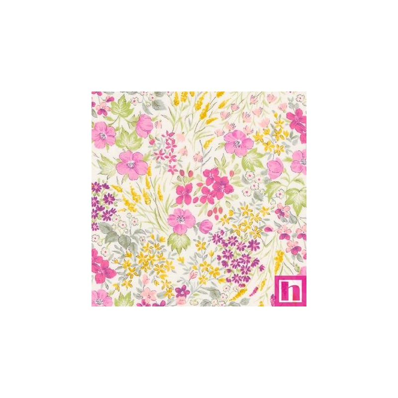 P135-SB-6125D4-2 PATCH. AMERICANO PETITE GARDEN LAWN SEVENBERRY (06) 110 CM. ALGODON 100% BLANCO/FUCSIA Venta en piezas de 7.00