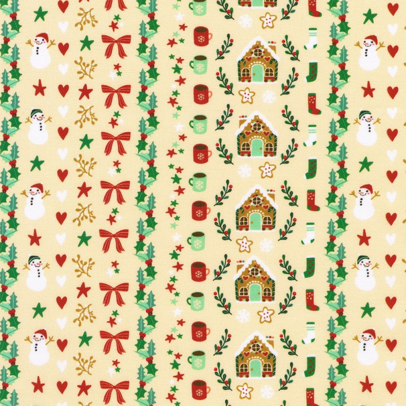 P135-SRKD-23909-84 PATCH. AMERICANO TINY TIDINGS (04) 110 CM. ALGODON 100% CREMA Venta en piezas de 7.00 M