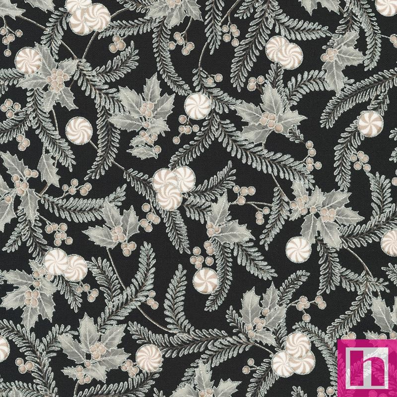 P135-SRKM-22948-304 PATCH. AMERICANO HOLIDAY FLOURISH PEPPERMINT TWIST (61) 110 CM. ALGODON 100% NEGRO/PLATA Venta en piezas de