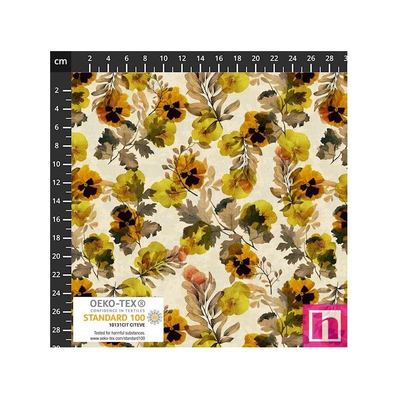 P137-4504-099 PATCH.AMERICANO WISTFUL BLOOMS (12) 110 CM. ALGODON 100% MARFIL/AMARILLO Venta en piezas de 6.00 M