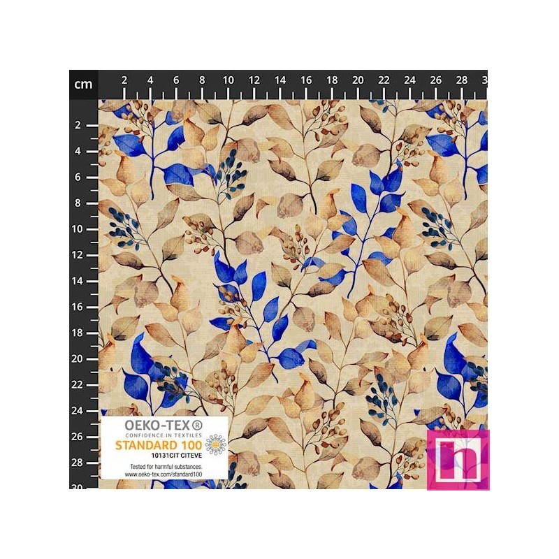 P137-4504-102 PATCH.AMERICANO WISTFUL BLOOMS (09) 110 CM. ALGODON 100% MARFIL/AZUL Venta en piezas de 6.00 M