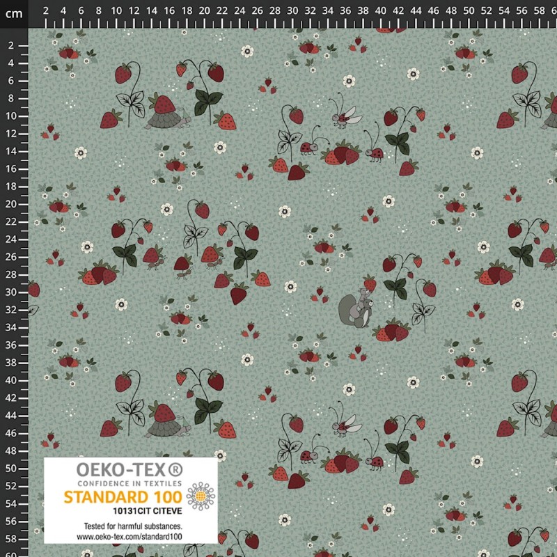 P137-4504-290 PATCH.AMERICANO STRAWBERRY MISCHIEF (08) 110 CM. ALGODON 100% GRIS Venta en piezas de 6.00 M