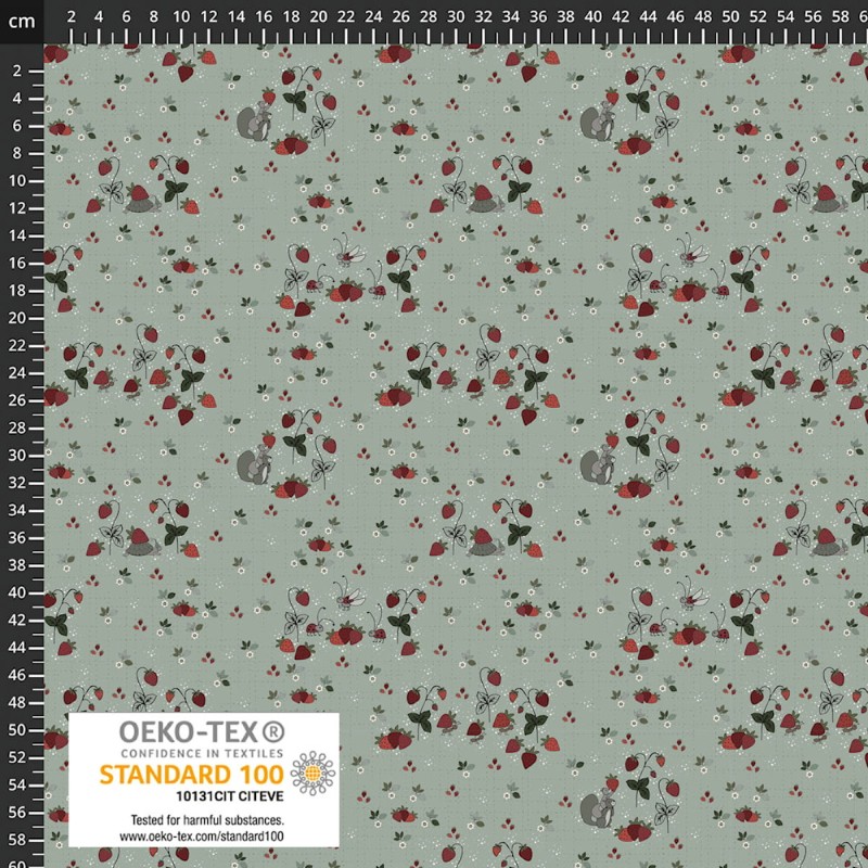 P137-4504-291 PATCH.AMERICANO STRAWBERRY MISCHIEF (12) 110 CM. ALGODON 100% GRIS Venta en piezas de 6.00 M